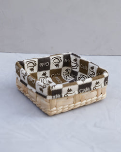 Cesto de Palha de Taboa com Tecido Café M