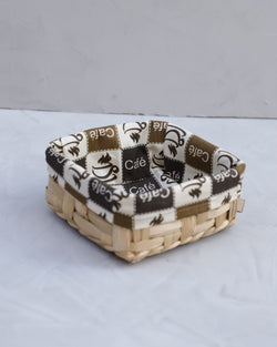 Cesto de Palha de Taboa com Tecido Café P