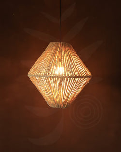 Luminária Pendente de Palha Aramada Pirâmide G