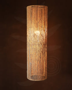 Luminária Pendente de Palha Aramada Cilindro G