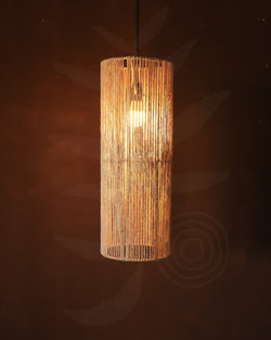 Luminária Pendente de Palha Aramada Cilindro M