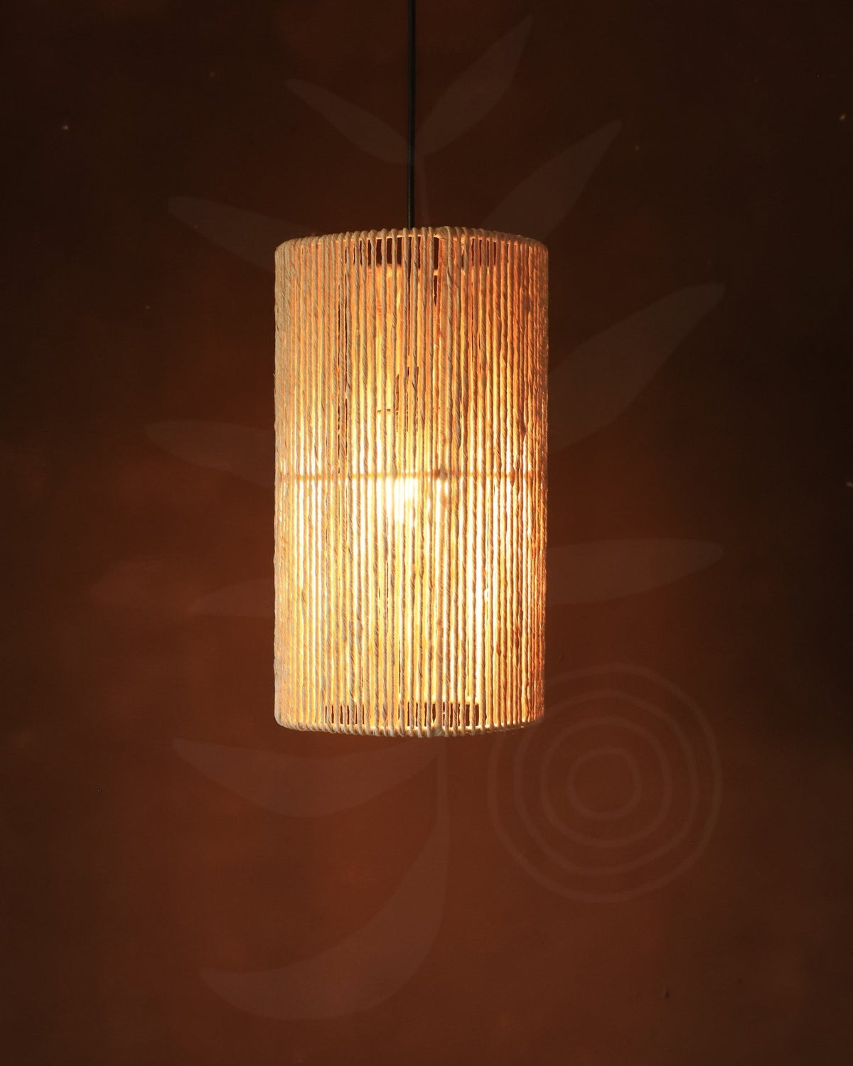 Luminária Pendente de Palha Aramada Cilindro P