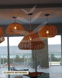 Luminária Pendente de Palha Aramada Diamante M