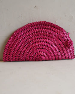 Clutch Leque de Palha de Piaçava Rosa