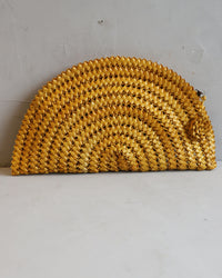 Clutch Leque de Palha de Piaçava Amarelo