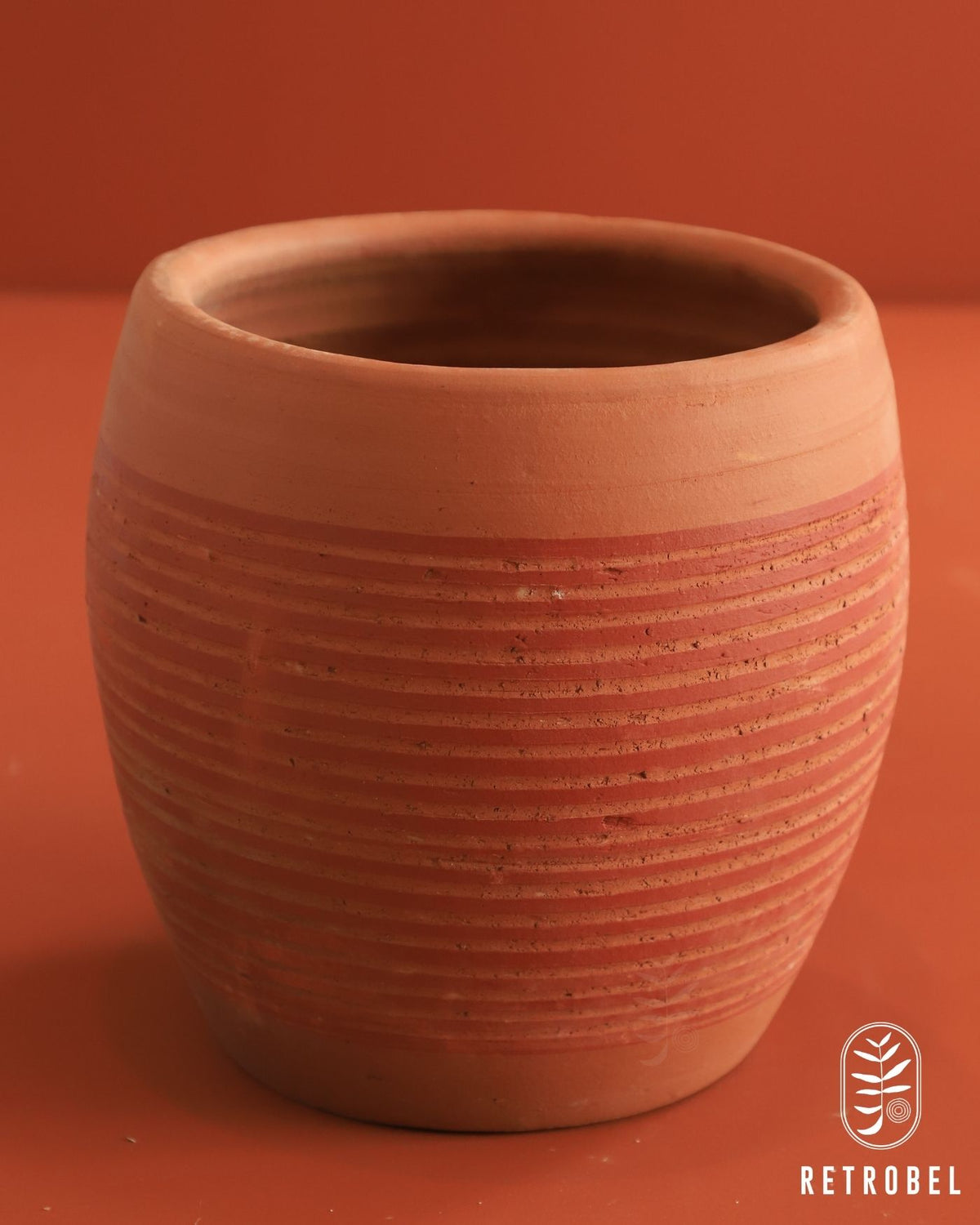 Vaso de cerâmica listrado Vermelho