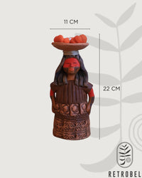Boneca Decorativa de Cerâmica Marrom