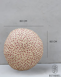 Almofada de Palha de Carnaúba 60cm - Cru e Vinho