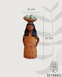 Boneca Decorativa de Cerâmica Amarela