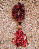 Colar Decorativo Jacarandá e Açaí Vermelho com Madeira