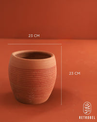 Vaso de cerâmica listrado Vermelho