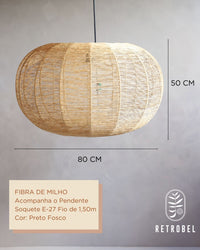 Luminária de Palha Aramada Boracéia Gigante - 80cm