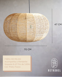 Luminária de Palha Aramada Boraceia Gigante - 70cm