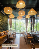 Luminária Pendente de Palha Aramada Diamante G