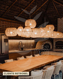 Luminária Pendente de Palha Aramada Pirâmide G