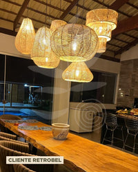 Luminária Pendente de Palha Aramada Boho