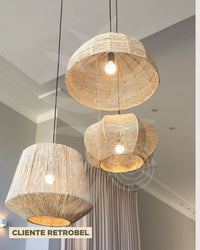 Luminária Pendente de Palha Aramada Enseada G