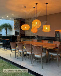 Luminária Pendente de Palha Aramada Enseada G