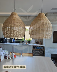 Luminária Pendente de Palha Aramada Barril
