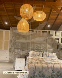 Luminária Pendente de Palha Aramada Barril
