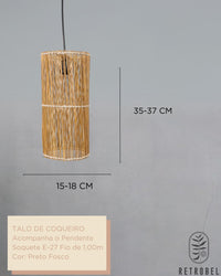Luminária de Talo de Coqueiro Cilindro P